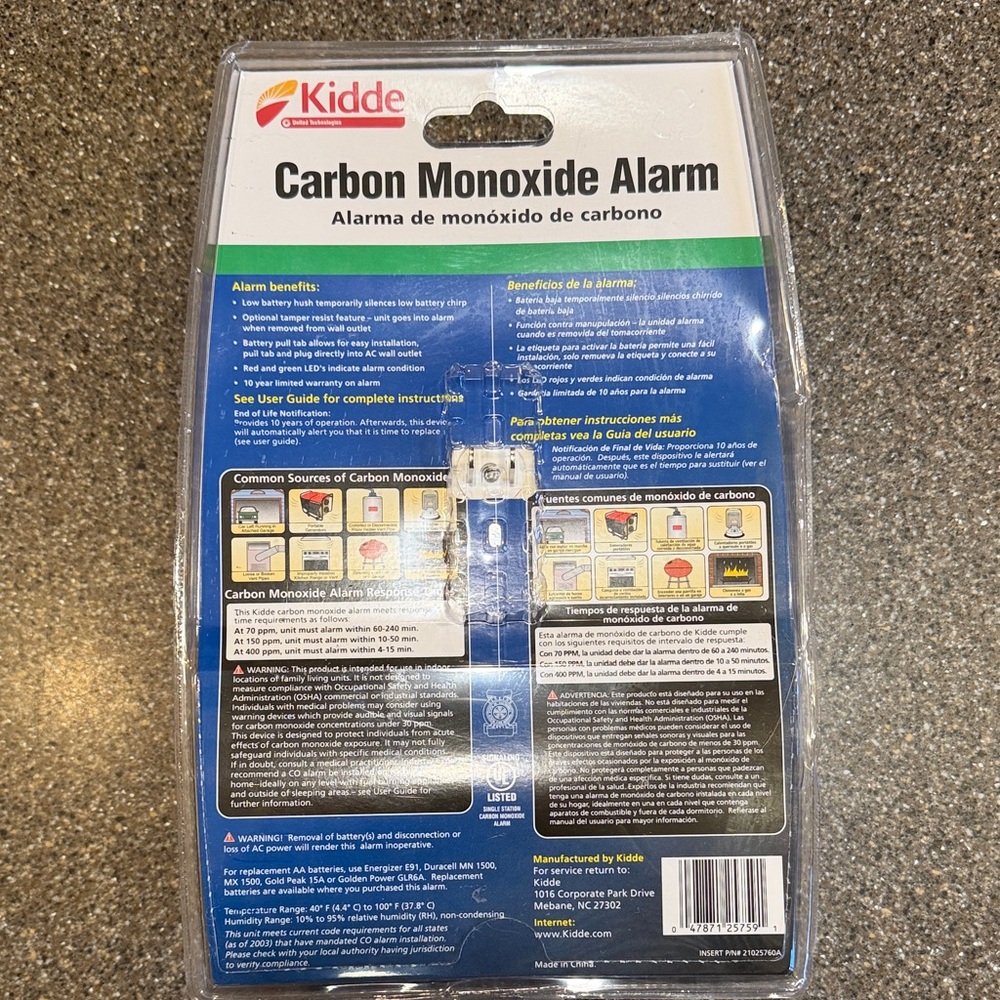 Kidde White Plug-In Carbon Monoxide Alarm with Battery Backup. NWT - Picture 2 of 2